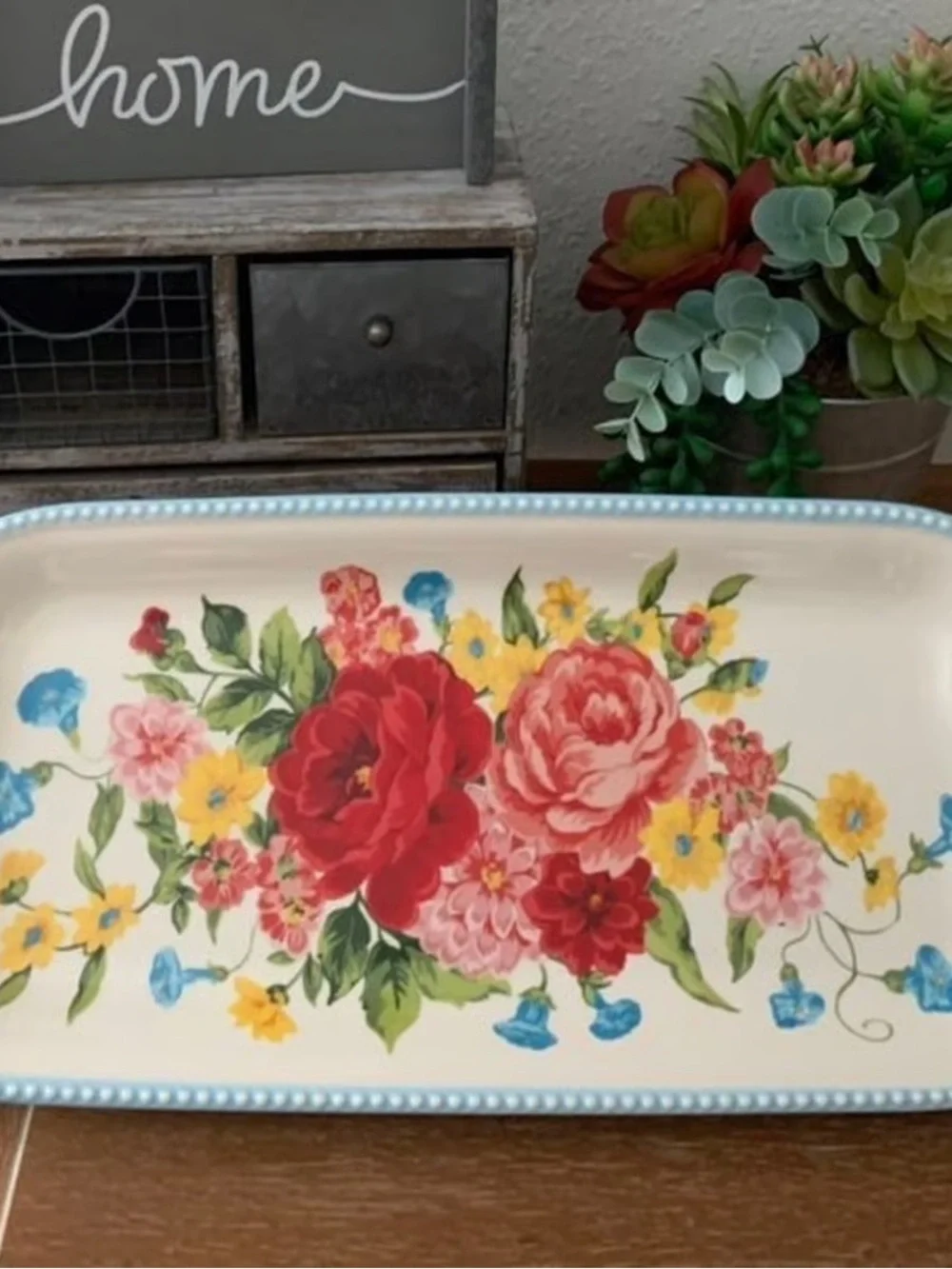 New Pioneer Woman Sweet Rose Ceramic Tray